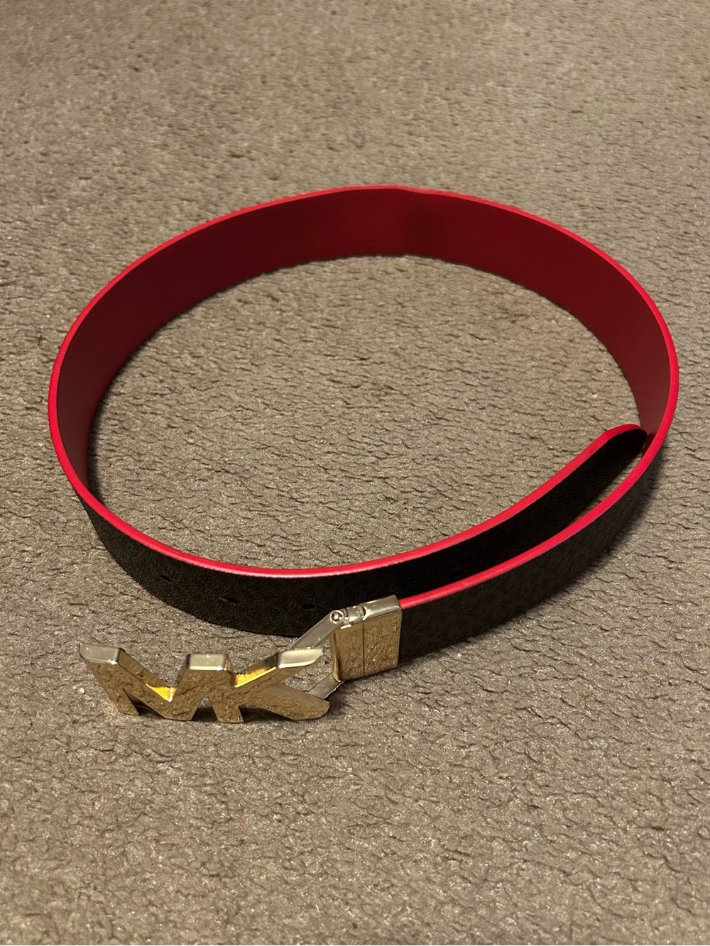 Michael Kors Reversible Red and Black Logo Buckle Belt